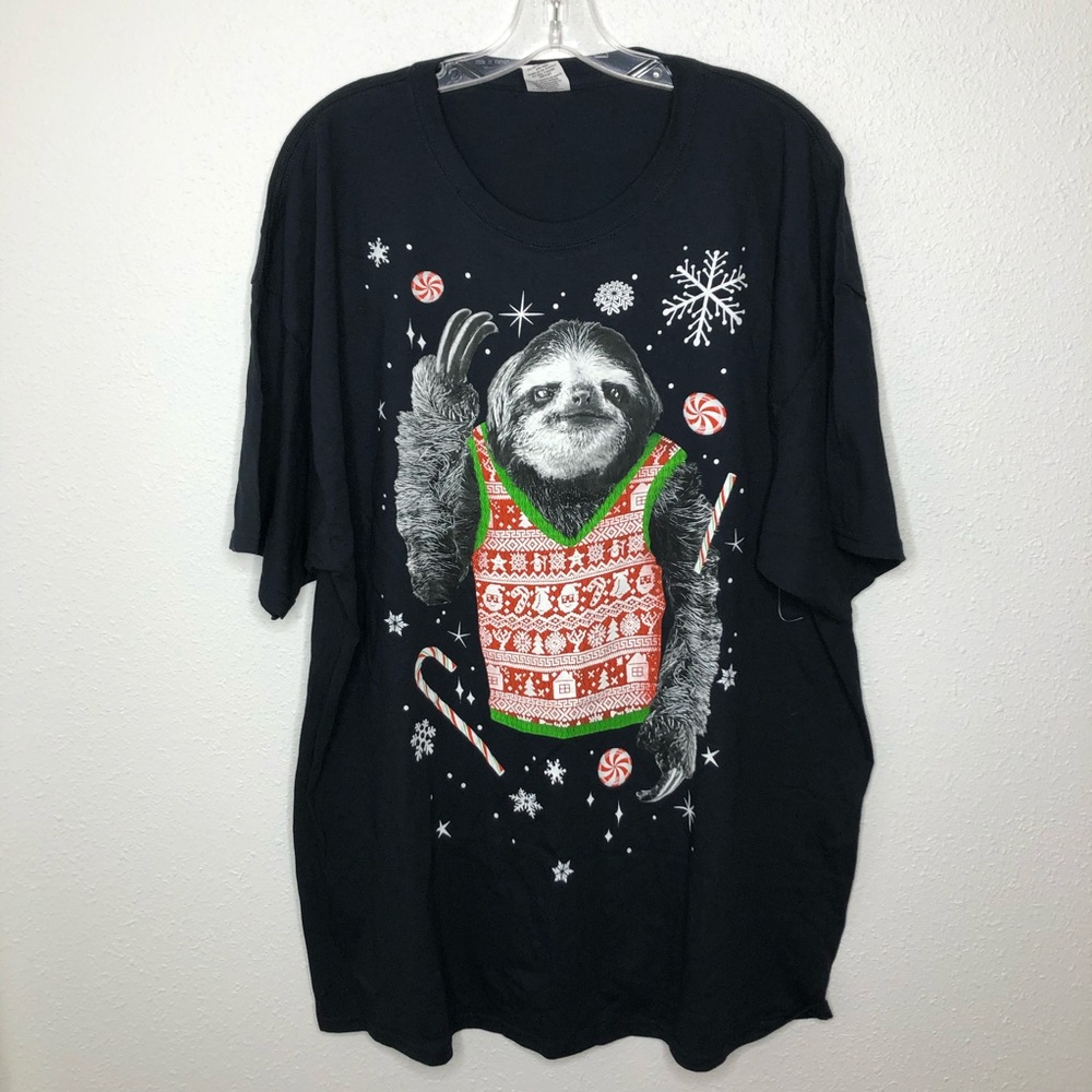 NWOT Holiday Christmas Black Sloth Shirt size 2XL